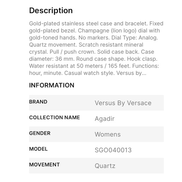 Vintage VERSACE VERSUS Gold Plated Stainless Steel Watch - Picture 16 of 17